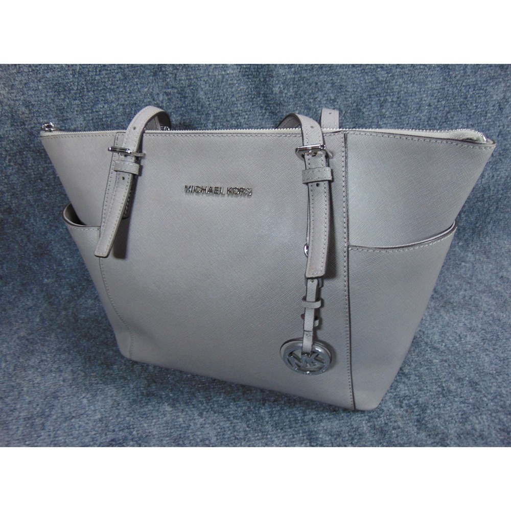 Michael Kors‎ Jet Set Travel Tote Women Large Gray Saffiano Leather Purse